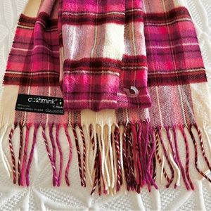 V. FRAAS Cashmink Pretty Pink Purple Plaid Wrap Scarf NEW! NWOT